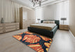 Abstract Brown Red Modern Rug in a Bedroom, abs2575