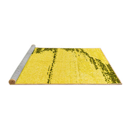 Sideview of Machine Washable Abstract Yellow Modern Rug, wshabs2576yw