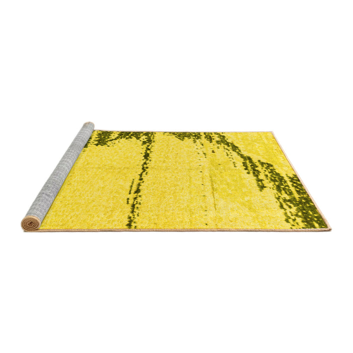 Sideview of Machine Washable Abstract Yellow Modern Rug, wshabs2576yw
