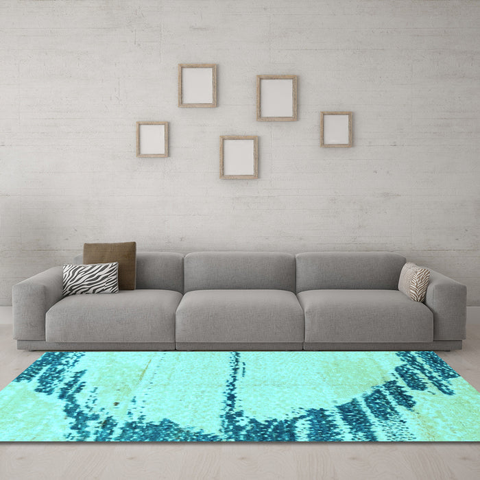 Machine Washable Abstract Light Blue Modern Rug in a Living Room, wshabs2576lblu