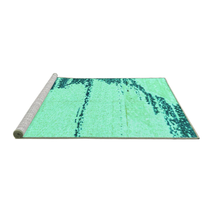 Sideview of Machine Washable Abstract Turquoise Modern Area Rugs, wshabs2576turq