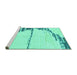 Sideview of Machine Washable Abstract Turquoise Modern Area Rugs, wshabs2576turq