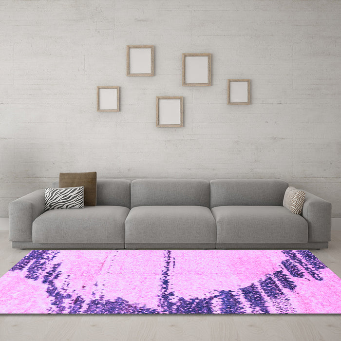 Machine Washable Abstract Purple Modern Area Rugs in a Living Room, wshabs2576pur