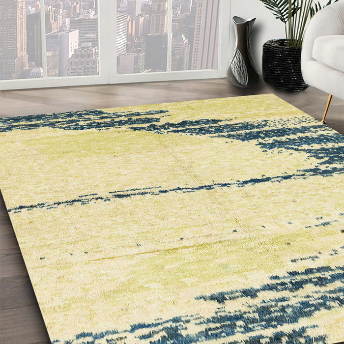 Abstract Brown Modern Rug in Family Room, abs2576