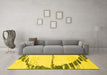 Machine Washable Abstract Yellow Modern Rug in a Living Room, wshabs2576yw