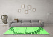 Machine Washable Abstract Green Modern Area Rugs in a Living Room,, wshabs2576grn