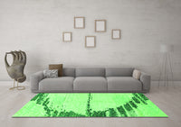 Machine Washable Abstract Green Modern Rug, wshabs2576grn