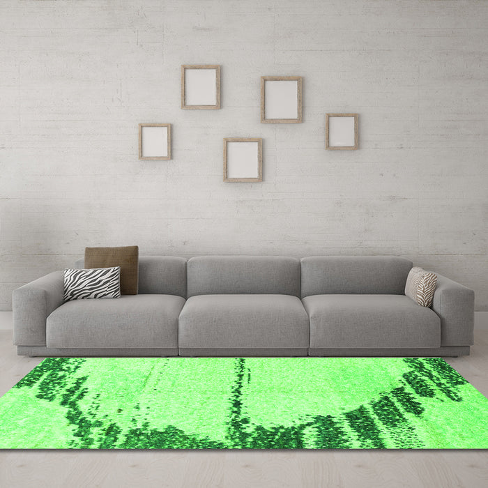Machine Washable Abstract Green Modern Area Rugs in a Living Room,, wshabs2576grn