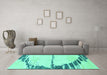 Machine Washable Abstract Turquoise Modern Area Rugs in a Living Room,, wshabs2576turq