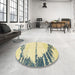 Round Machine Washable Abstract Brown Rug in a Office, wshabs2576