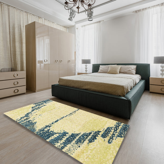 Abstract Brown Modern Rug in a Bedroom, abs2576