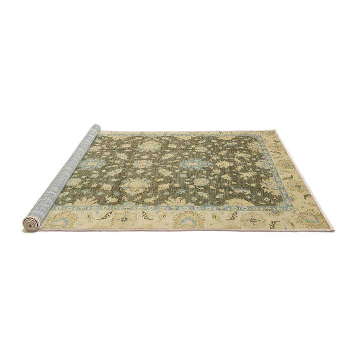 Sideview of Machine Washable Abstract Dark Almond Brown Rug, wshabs2577