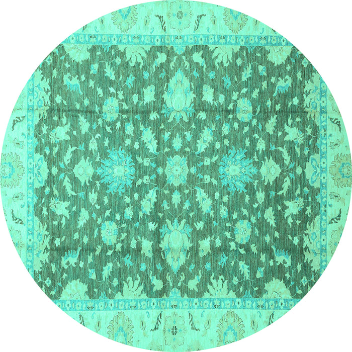 Round Oriental Turquoise Traditional Rug, abs2577turq