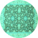 Round Oriental Turquoise Traditional Rug, abs2577turq