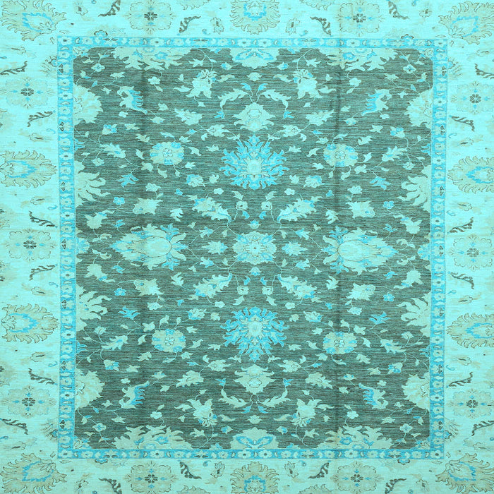 Square Machine Washable Oriental Light Blue Traditional Rug, wshabs2577lblu