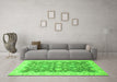 Machine Washable Oriental Green Traditional Area Rugs in a Living Room,, wshabs2577grn