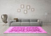 Machine Washable Oriental Pink Traditional Rug, wshabs2577pnk