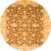 Round Machine Washable Oriental Orange Traditional Area Rugs, wshabs2577org