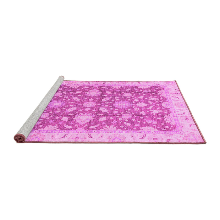 Sideview of Machine Washable Oriental Pink Traditional Rug, wshabs2577pnk