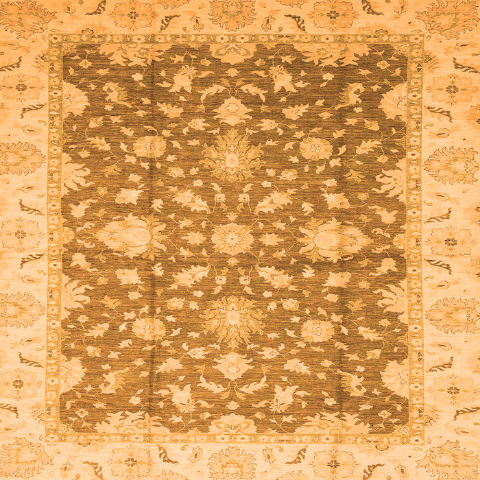 Square Machine Washable Oriental Orange Traditional Area Rugs, wshabs2577org
