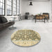 Round Abstract Dark Almond Brown Oriental Rug in a Office, abs2577