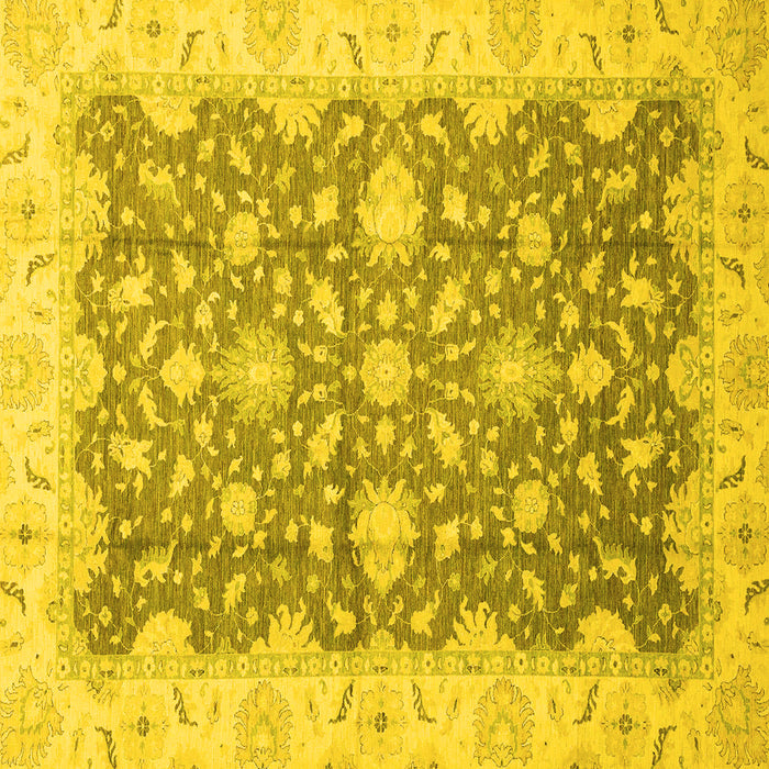 Square Machine Washable Oriental Yellow Traditional Rug, wshabs2577yw