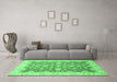 Machine Washable Oriental Emerald Green Traditional Area Rugs in a Living Room,, wshabs2577emgrn