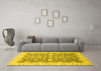 Machine Washable Oriental Yellow Traditional Rug, wshabs2577yw