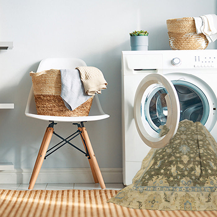 Machine Washable Abstract Dark Almond Brown Rug in a Washing Machine, wshabs2577