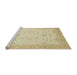 Sideview of Machine Washable Abstract Brown Gold Rug, wshabs2578