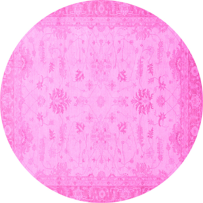 Round Oriental Pink Traditional Rug, abs2578pnk
