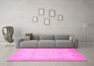Machine Washable Oriental Pink Traditional Rug in a Living Room, wshabs2578pnk
