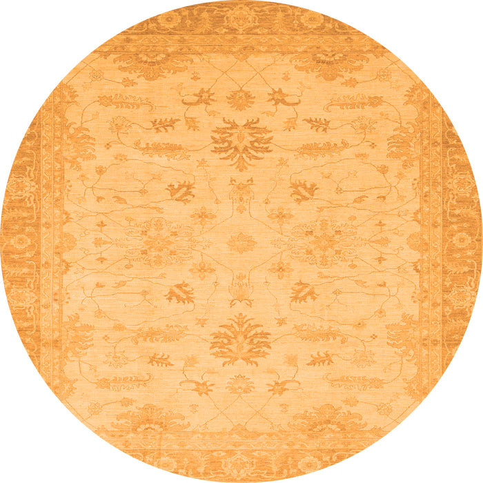 Round Oriental Orange Traditional Rug, abs2578org