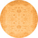 Round Oriental Orange Traditional Rug, abs2578org