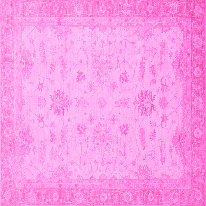 Square Machine Washable Oriental Pink Traditional Rug, wshabs2578pnk