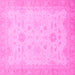 Square Machine Washable Oriental Pink Traditional Rug, wshabs2578pnk