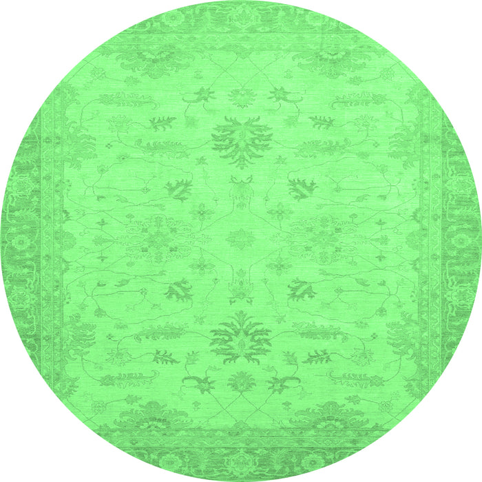 Round Oriental Emerald Green Traditional Rug, abs2578emgrn