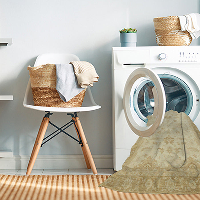 Machine Washable Abstract Brown Gold Rug in a Washing Machine, wshabs2578