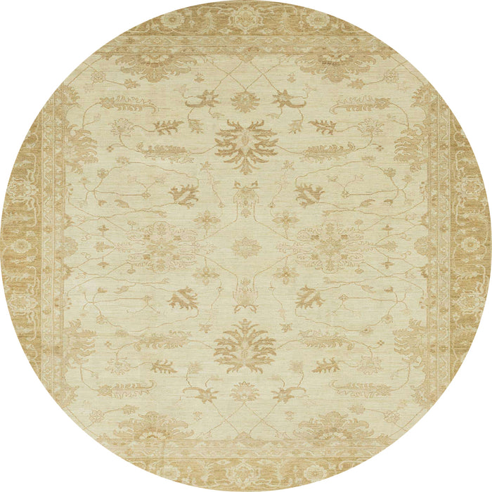 Round Abstract Brown Gold Oriental Rug, abs2578