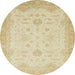 Round Abstract Brown Gold Oriental Rug, abs2578