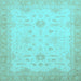 Square Machine Washable Oriental Light Blue Traditional Rug, wshabs2578lblu