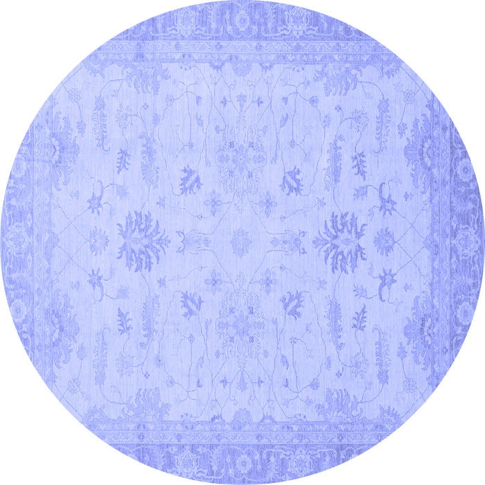 Round Machine Washable Oriental Blue Traditional Rug, wshabs2578blu