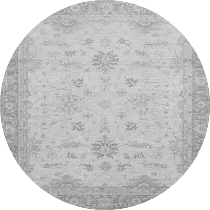 Round Machine Washable Oriental Gray Traditional Rug, wshabs2578gry