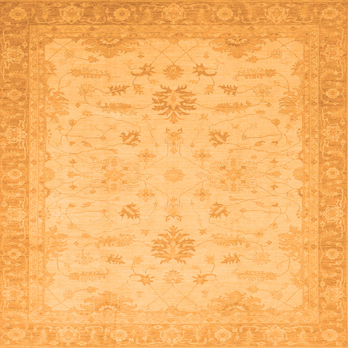 Square Machine Washable Oriental Orange Traditional Area Rugs, wshabs2578org