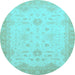 Round Oriental Light Blue Traditional Rug, abs2578lblu