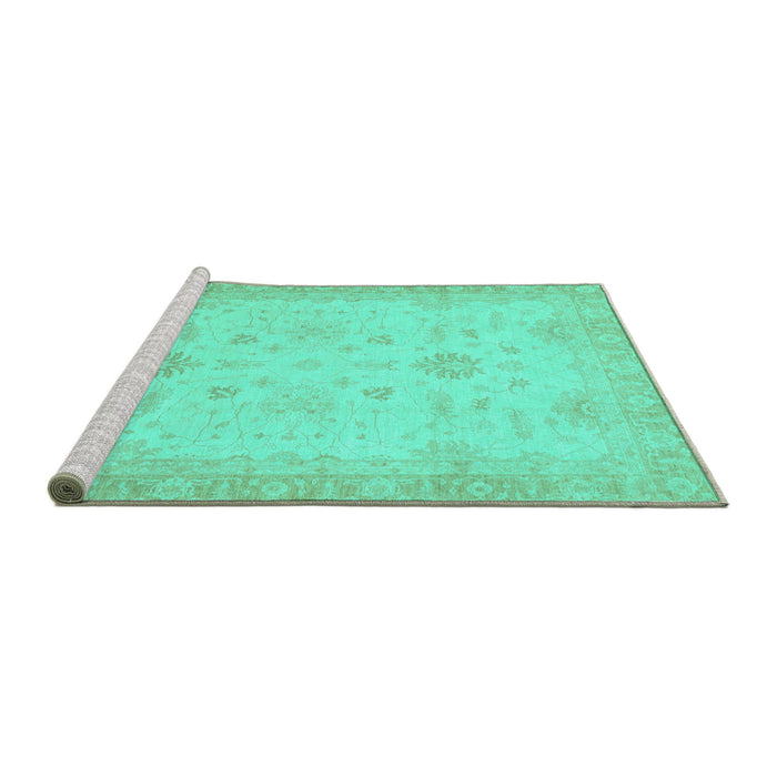 Sideview of Machine Washable Oriental Turquoise Traditional Area Rugs, wshabs2578turq