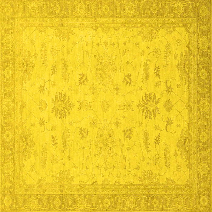 Square Machine Washable Oriental Yellow Traditional Rug, wshabs2578yw