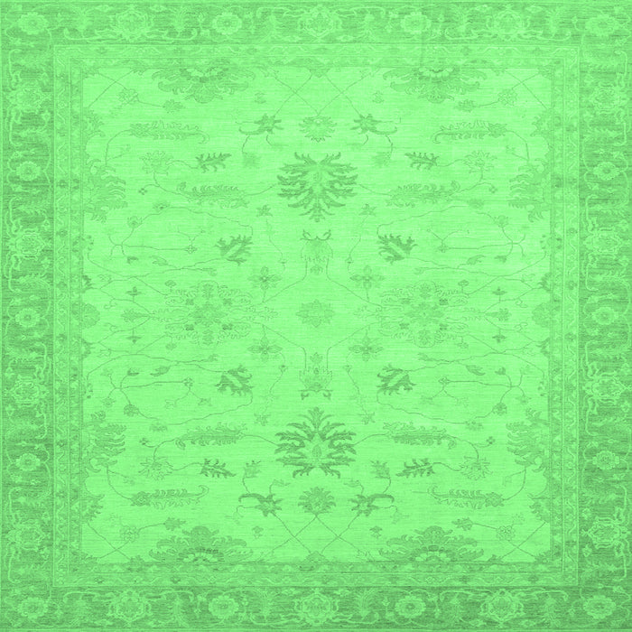 Square Machine Washable Oriental Emerald Green Traditional Area Rugs, wshabs2578emgrn