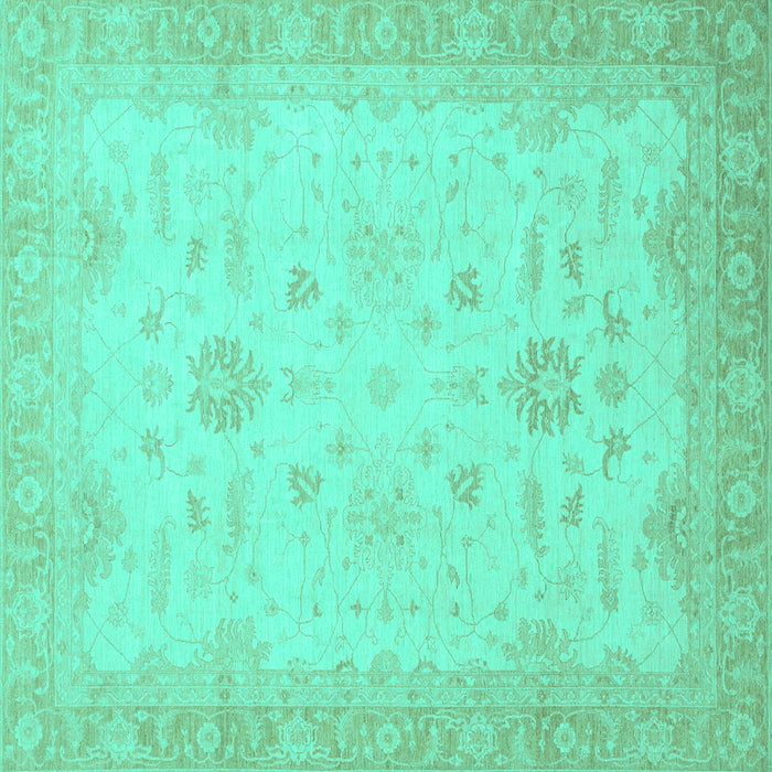 Square Machine Washable Oriental Turquoise Traditional Area Rugs, wshabs2578turq