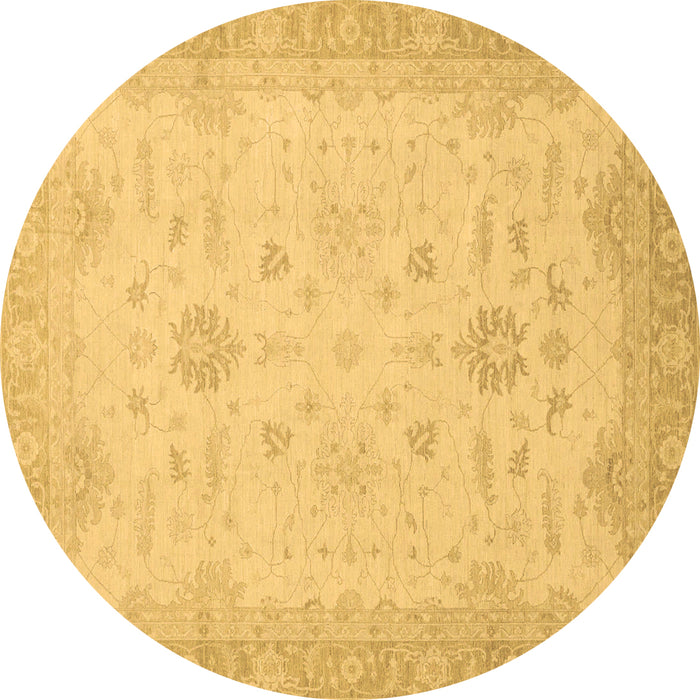 Round Oriental Brown Traditional Rug, abs2578brn
